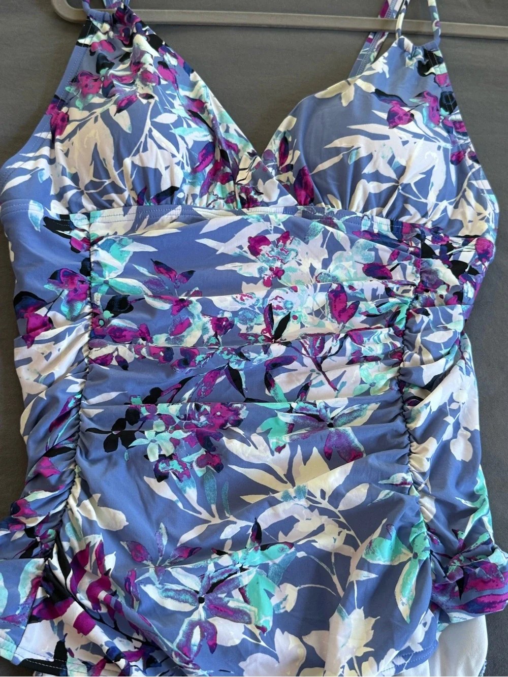 Calvin Klein Lavender Floral V-Neck One-Piece